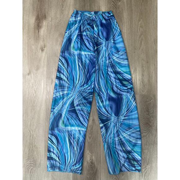 Cicci USA Blue Swirl Lounge Pants Unisex Medium Flowy Elastic Waist Boho Style - Picture 2 of 9